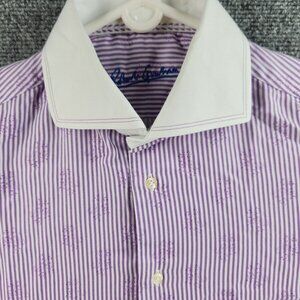 Robert Graham Purple Striped Long Sleeve Button Up Shirt Men 15.5 Medium Paisely